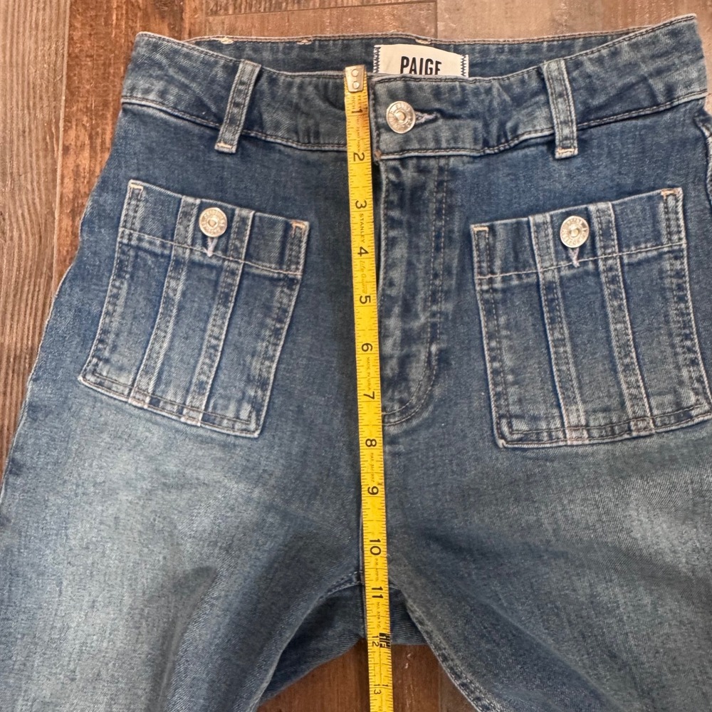 PAIGE Anessa 31 High Rise Wide Leg Utility Pocket Jeans Size 26 Blue Full Length - Picture 9 of 12